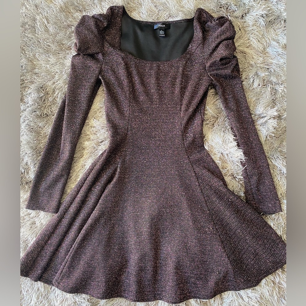 AQUA from Bloomingdale’s Fit and Flare Mini Long Sleeve Dress Size Small